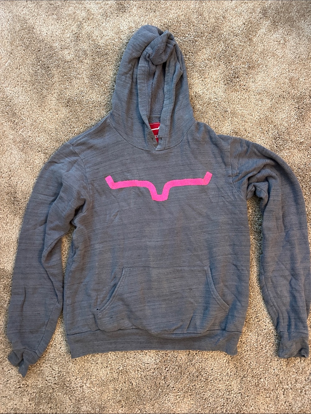 Gray Women’s Hoodie with Pink Chest Logo